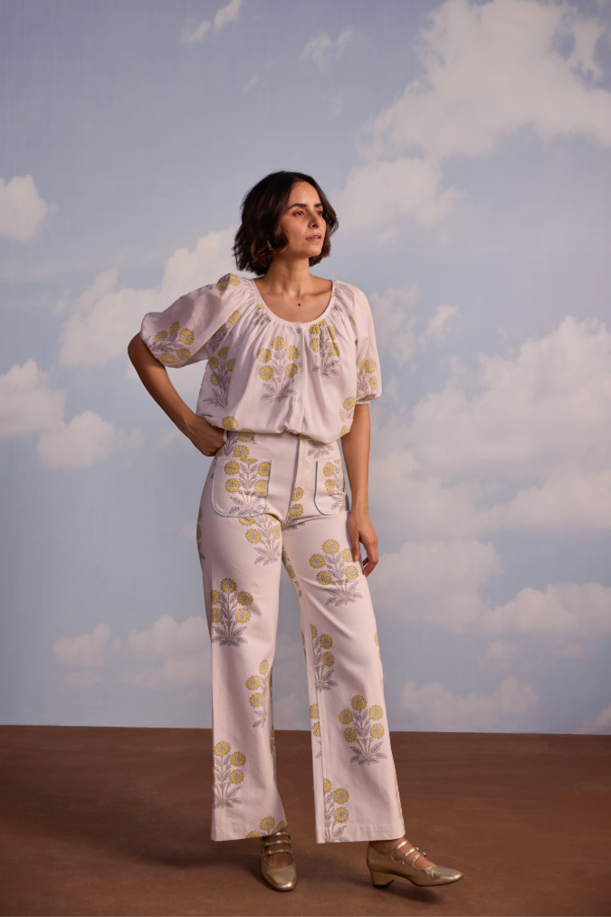 Leila Top in Marigold Print