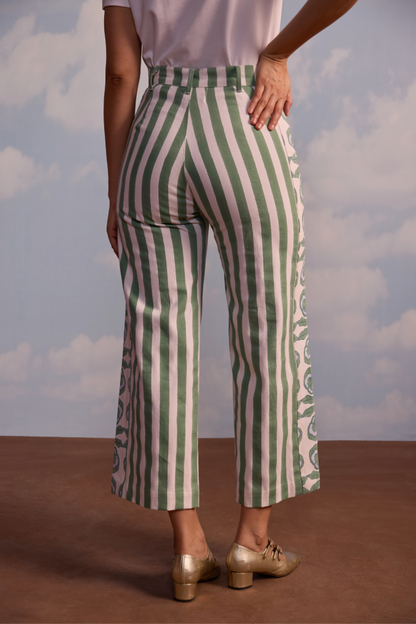 Muse Pant in Pansy Border & Thick Stripe