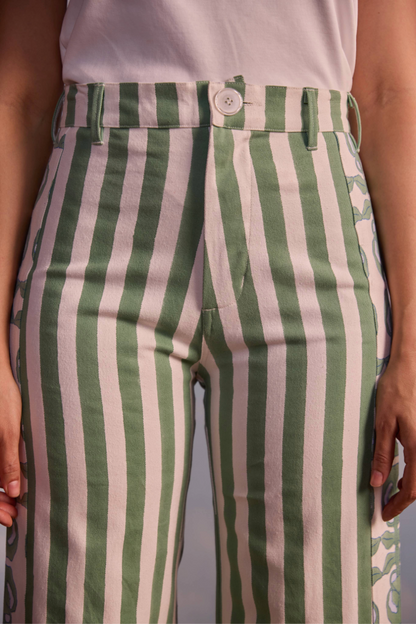 Muse Pant in Pansy Border & Thick Stripe
