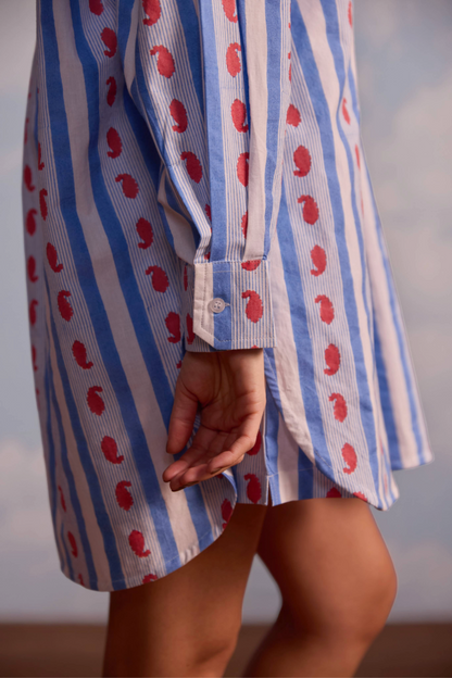 Oversized Buttoned Down Shirt in Ribbon Print