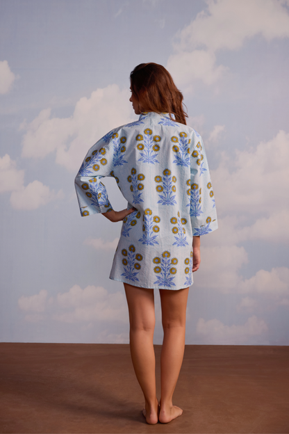 Douce Dress Mini in Marigold on Thin Stripe