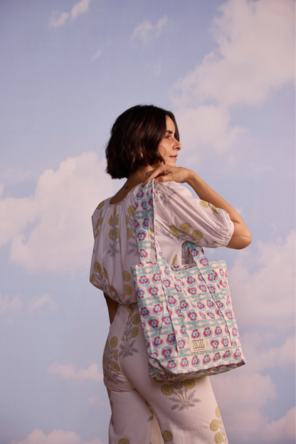 Small Tote in Pansy Print
