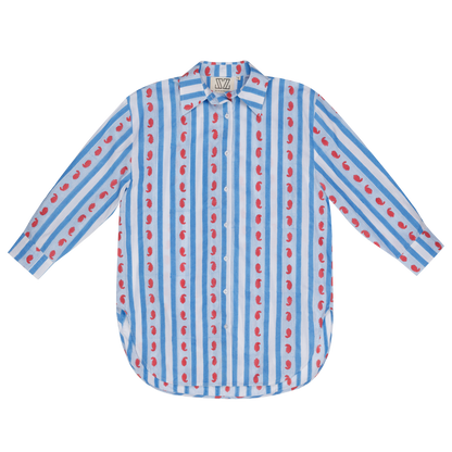 Oversized Buttoned Down Shirt in Ribbon Print