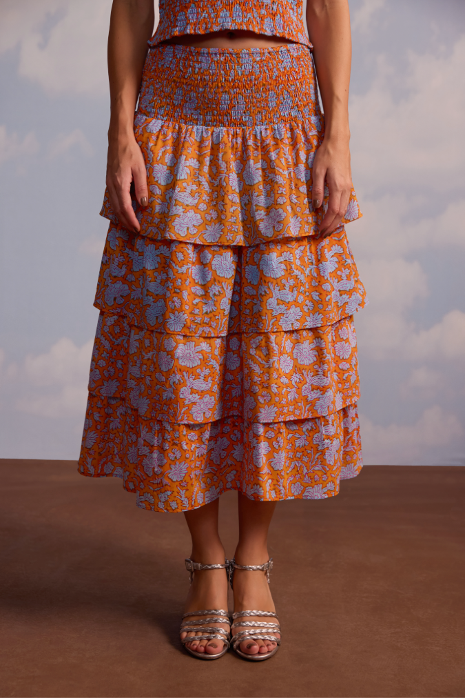 Long Veda Skirt in Nila Print