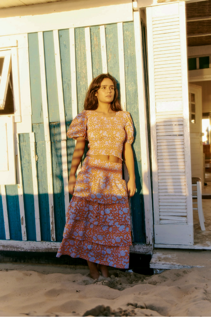 Long Veda Skirt in Nila Print