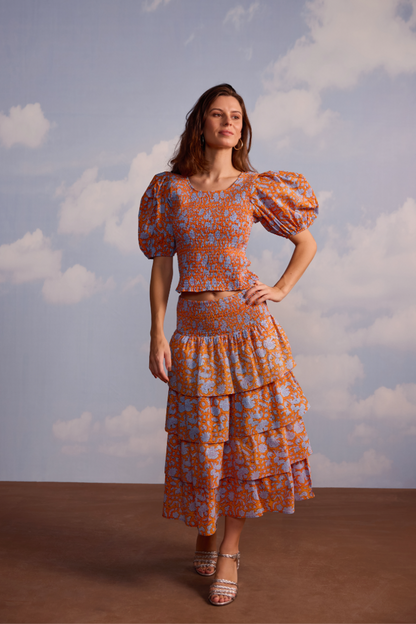 Long Veda Skirt in Nila Print