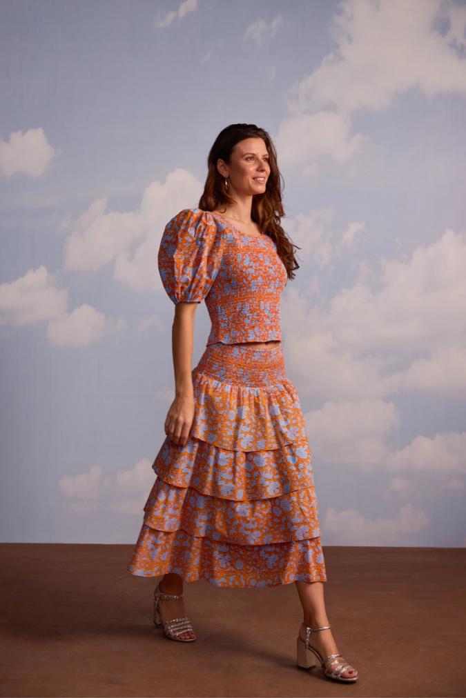 Long Veda Skirt in Nila Print