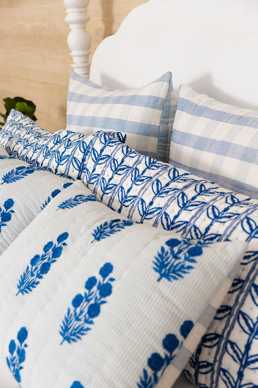 Standard Gudri Sham in Grecian Floral, Directoire Blue