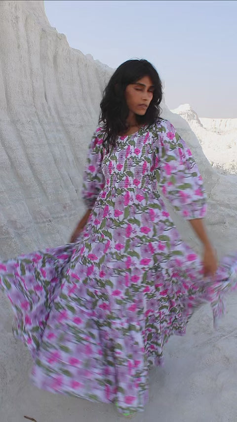 Alice Dress in Flower Power Print | SZ Blockprints – SZ BLOCKPRINTS