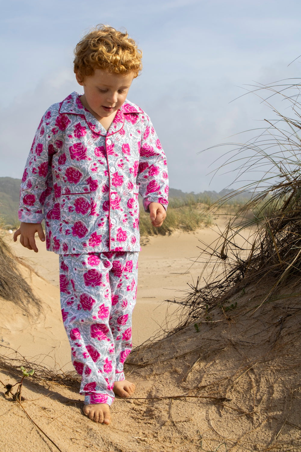 Kids Pajama Set in Rose Print