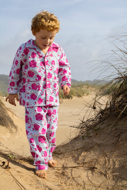 Kids Pajama Set in Rose Print