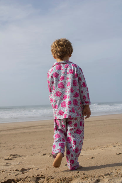 Kids Pajama Set in Rose Print