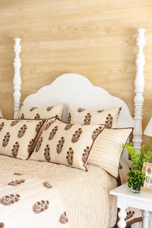 King Razai Sham in Poppy Stamp, Chicory Coffee & Almond Bluff