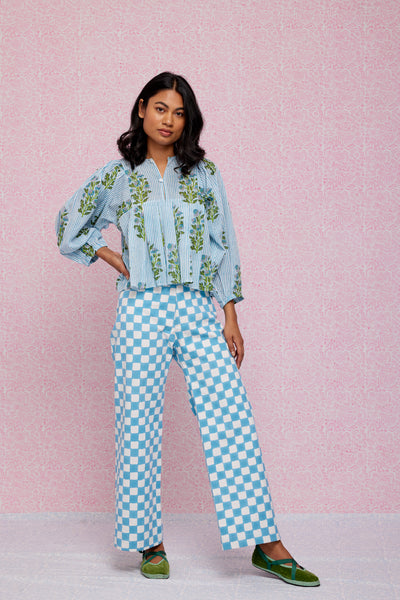 Final Sale: Disco Pants in Cornflower Blue Checks