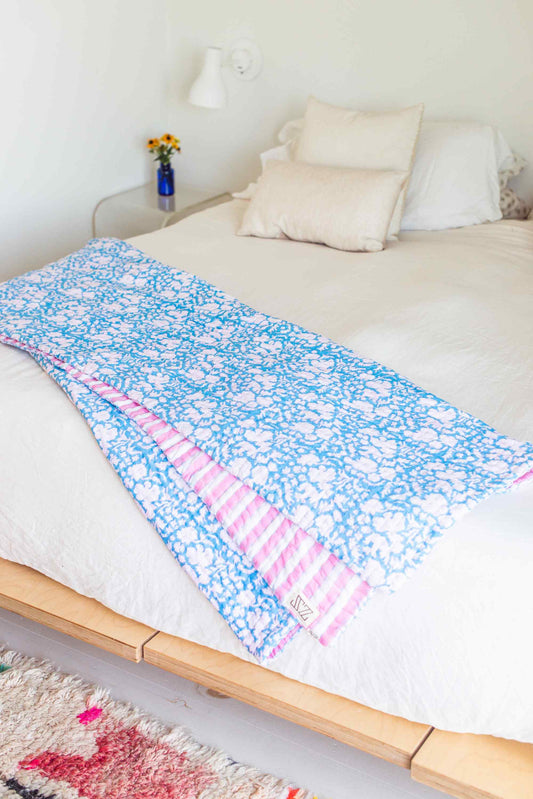 Quilt in Cornflower Blue & Eva Pink